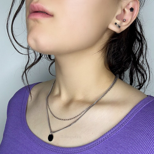 گردنبند استیل دو لایه آویز دایره