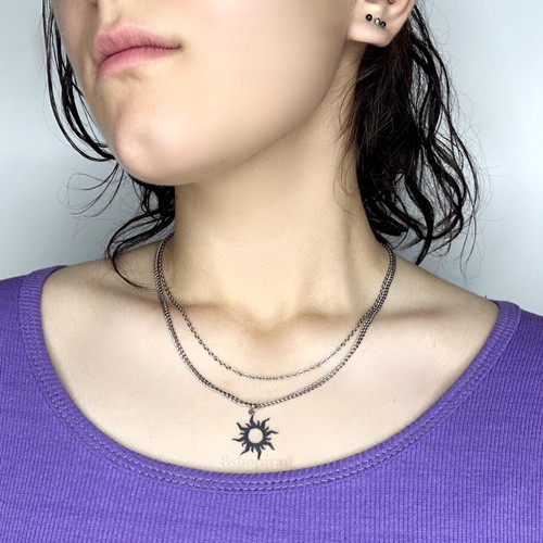 گردنبند استیل دو لایه آویز خورشید