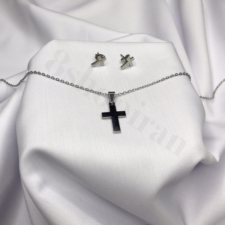 نیم ست استیل طرح صلیب ساده زنانه و دخترانه ارسال فوری