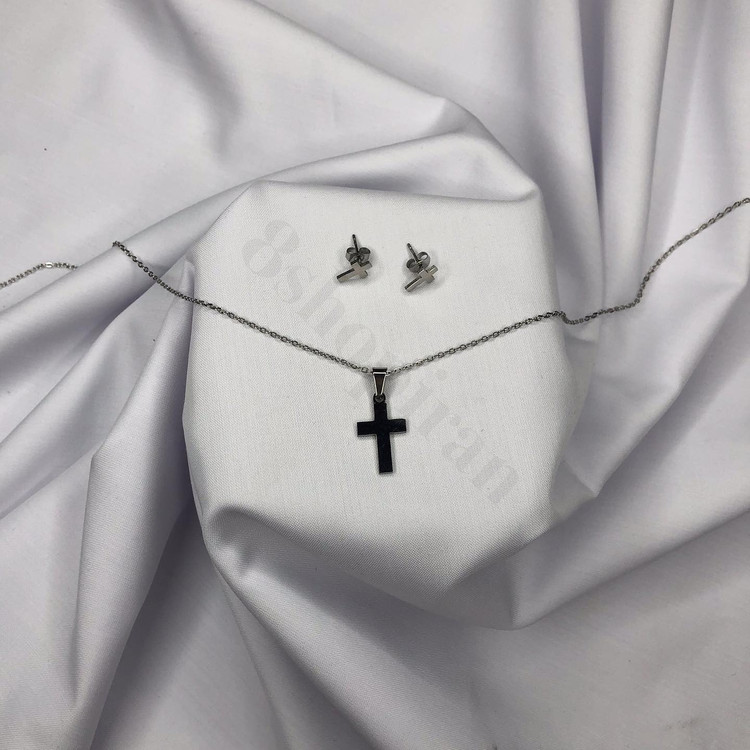 نیم ست استیل طرح صلیب ساده زنانه و دخترانه ارسال فوری