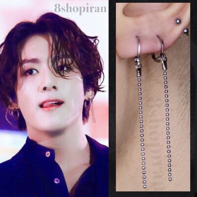 گوشواره استیل جونگکوک بی تی اس BTS جفت دستساز