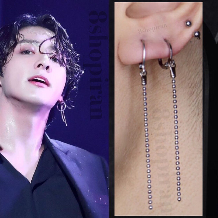 گوشواره استیل جونگکوک بی تی اس BTS جفت دستساز