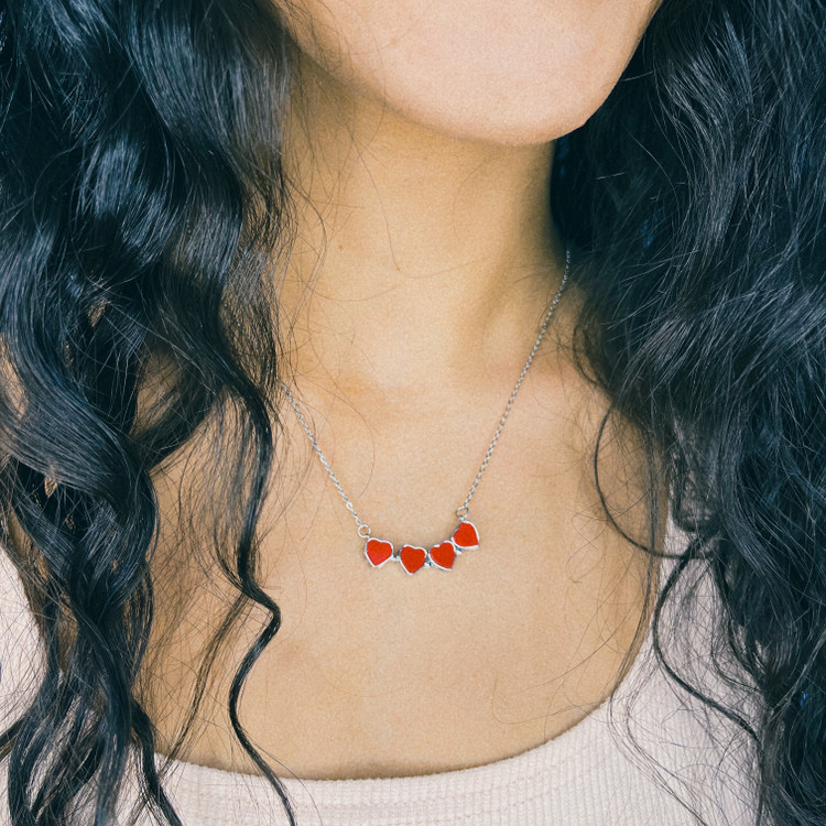 گردنبند استیل مگنتی طرح قلب و گل زنانه دو حالته