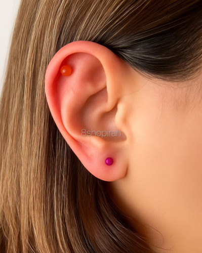پیرسینگ پلاستیکی پیچی رنگی صورتی و بنفش ضد حساسیت و رنگ ثابت