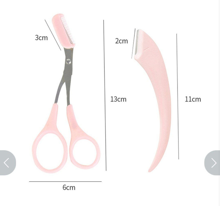 پک ویژه قیچی مخصوص اصلاح ابرو به همراه تیغ کوچک مناسب اصلاح جاهای ظریف ابرو و صورت دارای طراحی ارگونومی ابرو