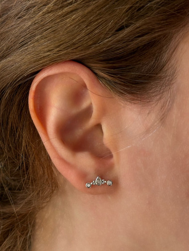 پیرسینگ استیل پیچی طرح جواهر نقره ای و طلایی