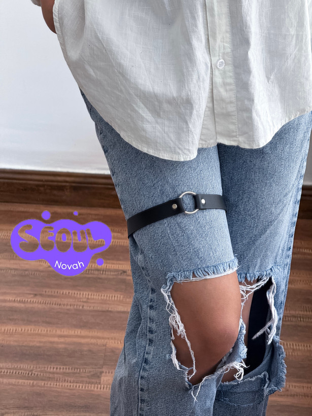 هارنس فانتزی پا چرم مصنوعی بند ران گارتر دستساز