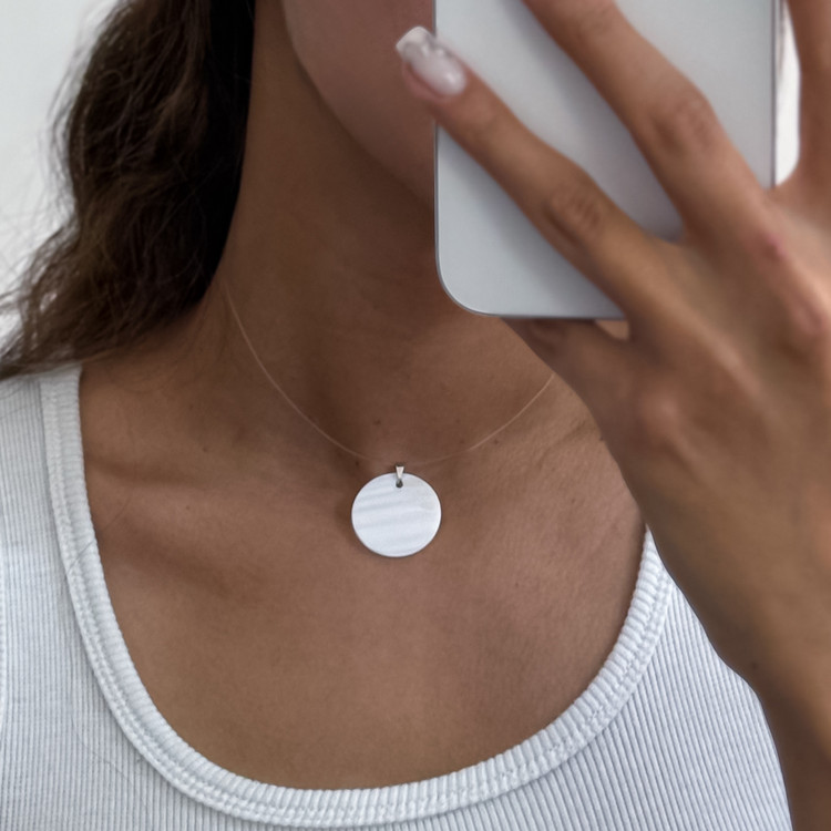 گردنبند زنانه و دخترانه نخ نامرئی چشم نظر و مروارید پرورشی دستساز