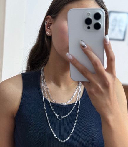 خرید گردنبند استیل یونیسکس طرح سه لایه دخترانه و پسرانه