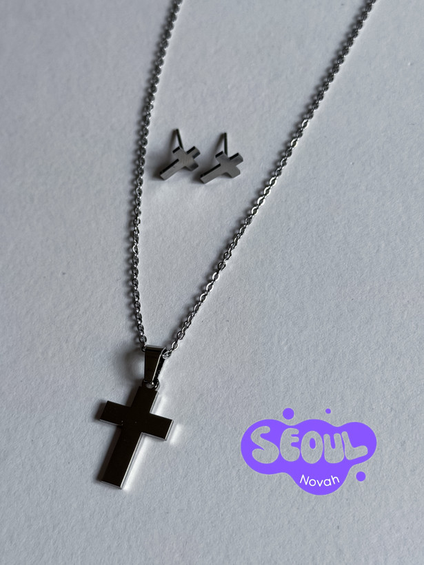 نیم ست استیل طرح صلیب ساده زنانه و دخترانه ارسال فوری