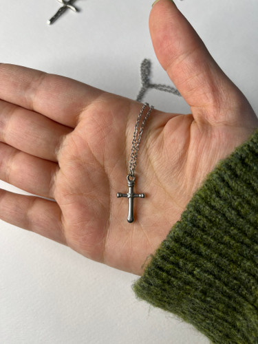 گردنبند صلیب استیل همراه با زنجیر استیل مردانه و زنانه