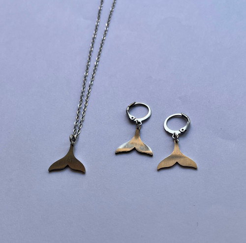 نیم ست استیل طرح وال گردنبند و گوشواره زنانه و دخترانه