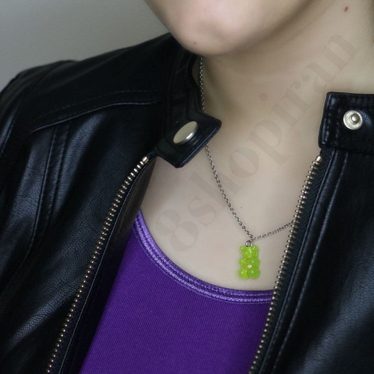 گردنبند و گوشواره استیل دخترانه پاستیل خرسی ینگ ینگ عضو گروه NCT