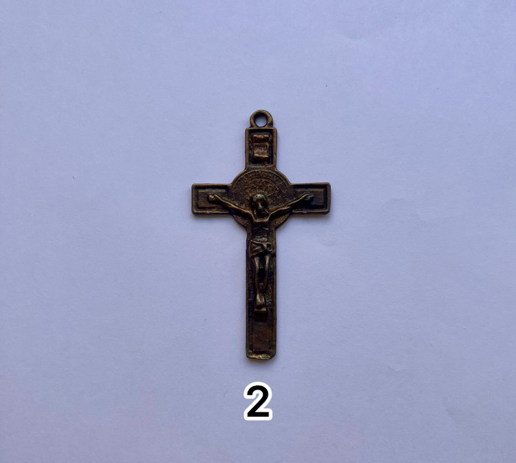 پلاک صلیب رنگ برنزی پسرانه و مردانه طرح خاص